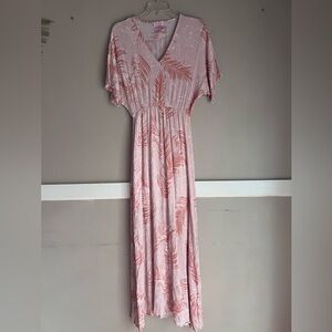 Pink Lily Blush Leaf Maxi Dress Size S